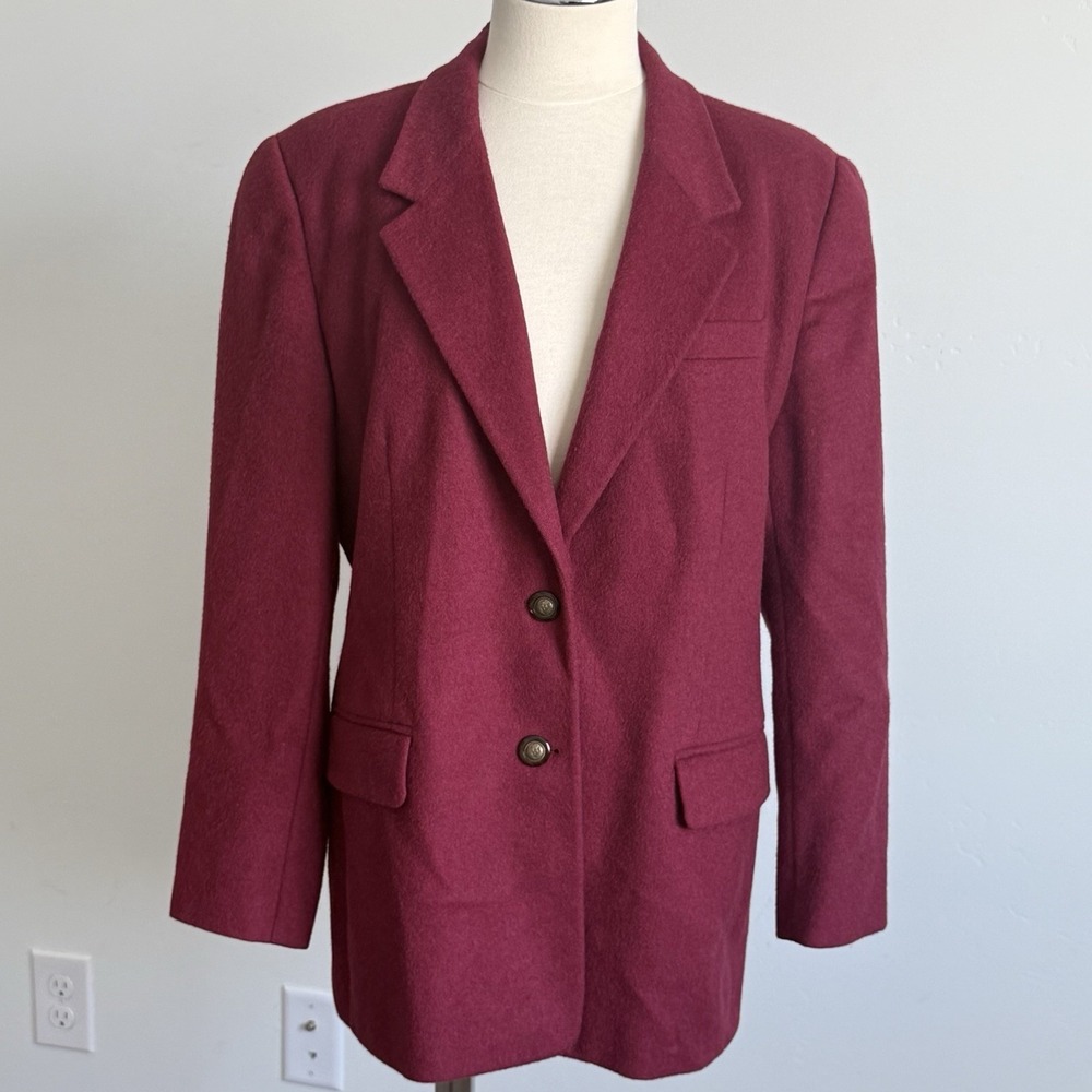 VTG Talbots Blazer 6 Made Italy 100% Camel Hair Wool Maroon Red Holiday Career